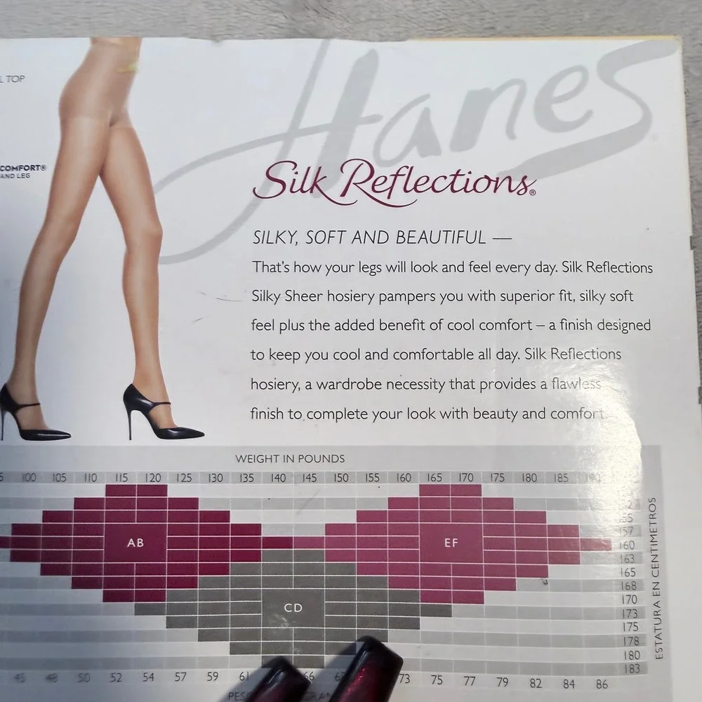 Vintage Hanes Silk Reflections Navy Control Top Pantyhose EF NOS